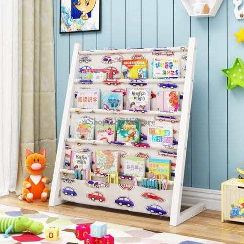 Childrens Bookshelf Cartoon Solid Wood Floor Bookcase Simple Kindergarten Baby Racks Pupils Picture Book Rack