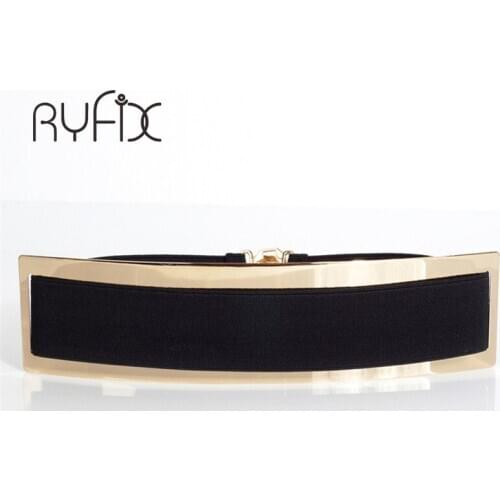 New Fashion Elastic Mirror Metal Waist Belt 6cm width Metallic Gold Plate Wide Band Women Female Dress waisband girdle BL20