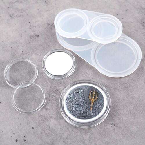 Coin Holder Mold Coin Holder Resin Mold Commemorative Coin Protector Silicone Mold DIY Resin Time Capsule Box Mold 45a