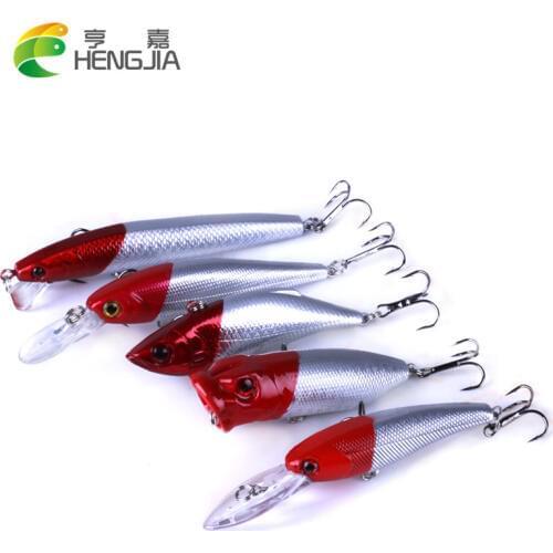 HENGJIA 5pcs Mixed Fishing Lure Fishing Wobblers pesca Crankbait minnow Fishing Tackle isca Artificial 5 Model good Quality Bait