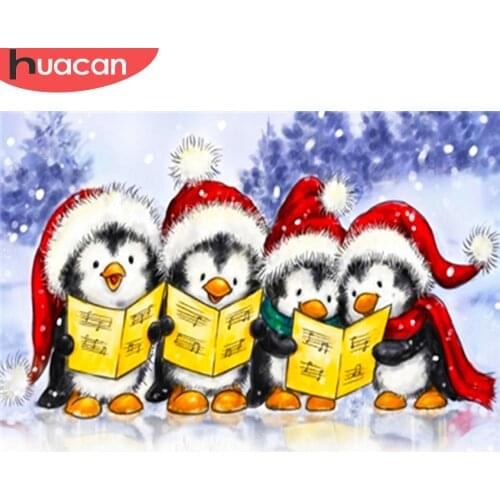 HUACAN 5D DIY Diamond Painting Penguin Handicraft Full Square Diamond Embroidery Winter Animal Mosaic Christmas Gift