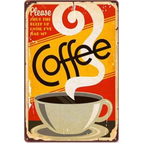 Interesting original retro design Coffee Tin Metal Signs Wall Art | Thick Tinplate Print Poster Wall Decoration for Cafe