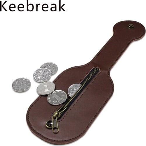 Keebreak Vintage Leather Men Slim Waist Bag Mini Anti-theft Hook Bum Waist Belt Male Pack Coin Cash Case Thin Purse Slim Pouch
