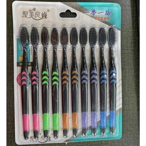 Dropship 10pcs/4pcs Family Set Soft Bamboo Charcoal Adult Gums Care Bamboo Toothbrushes Home Unisex Healthy Teeth Cleaning