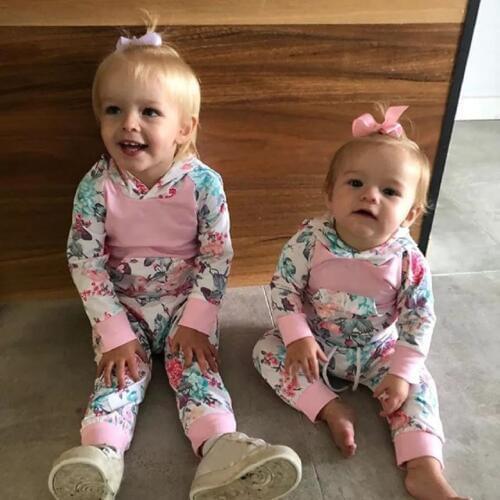 Newborn Infant Baby Girl Clothing Set 2019 Spring Fashion Floral 2 Pieces Sets Cute Hoodie Tops+Pants Baby Girls Clothes Outfits