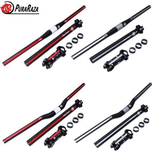 PURA RAZA set of carbon mtb handlebar bike handlebar + seatpost + stem + 5pcswasher =1 lot bike parts