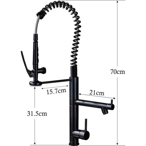 Black Color Kitchen Sink Faucet Dual Handle Dual Spout Bathroom Spring with Cold and Hot Pipes Faucet