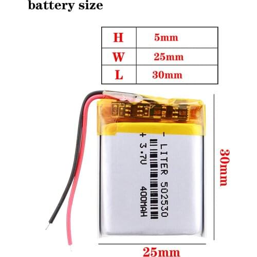 Liter energy battery 3.7V 400mAh 502530 plug Lithium Polymer Li-Po Rechargeable Battery For MP3 MP4 MP5 Lithium polymer battery