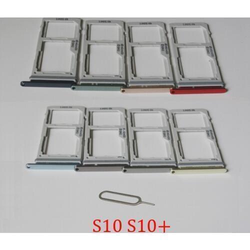 SIM Card Chip Tray For Samsung Galaxy S10 S10+ G973 G975 Original Phone New S10 Plus SIM Micro SD Card Slot Holder Adapter