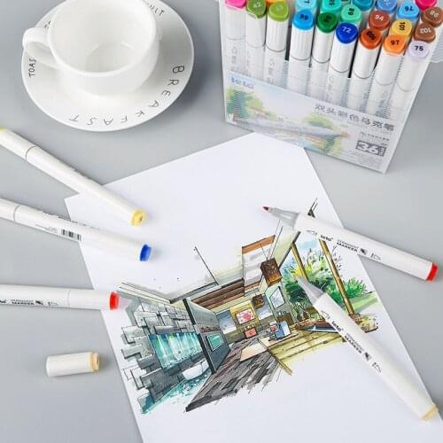 Leto Marker 24/36/48/60 Colors Pen Brush Pen Alcoholic Oily Based Ink Art Marker for Manga Dual Headed Sketch Markers
