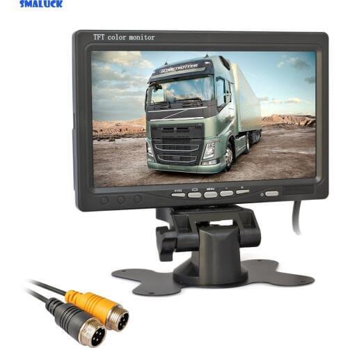 SMALUCK AHD 800x480 7inch TFT LCD Car Monitor Rear View Monitor Support 1080P AHD Camera 2 x 4PIN Video Input