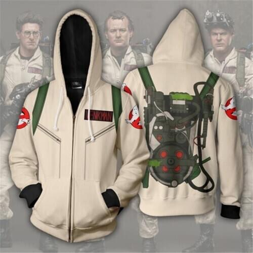 2019 Mens Ghostbusters Cosplay Costume Ghostbusters Hoodies Autumn men and women anime 3D Printing zipper Jacket Hooded sweater