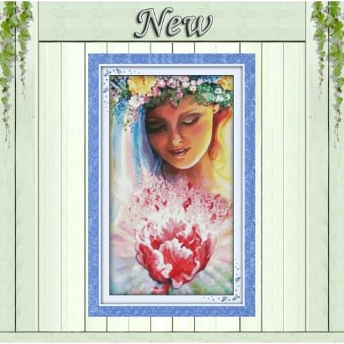Burst with joy girl flowers fairy paintings counted printed on canvas DMC 11CT 14CT Cross Stitch kits needlework Sets embroidery