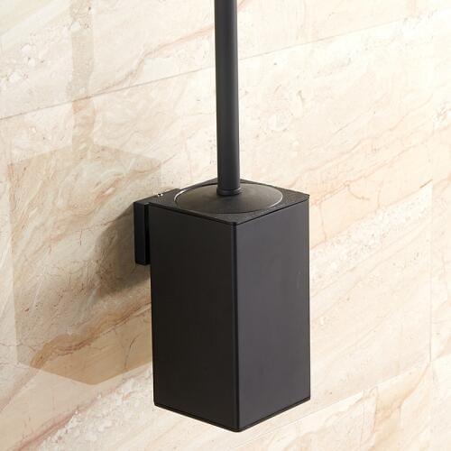 Vidric Wall mounted stainless steel inner plastic bucket toilet brush holder black, perforated metal pendant racks