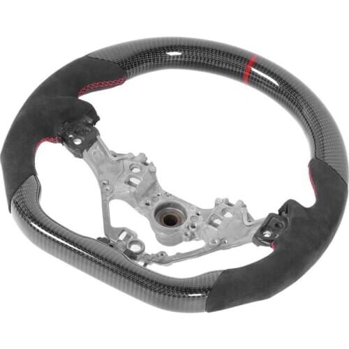 New Carbon Fiber Steering Wheel Suede Hand Grips Red Stitching Fit for Subaru BRZ 2017 2018 2019-2020