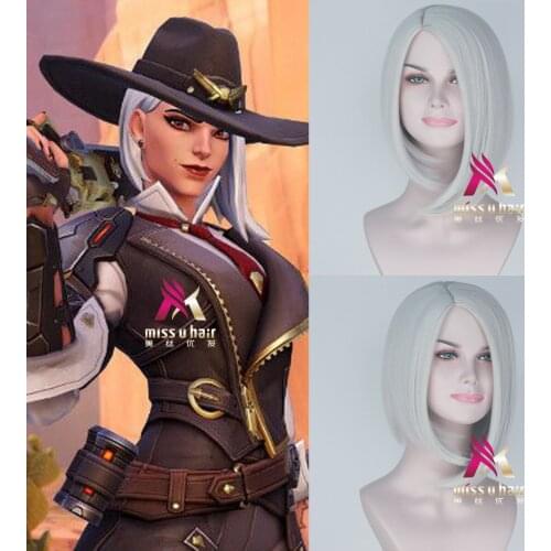 New Anime Hot-selling Daily Stage Performance Halloween Hero Ashe Half-centred Silver And White Short Hair Cosplay Suit
