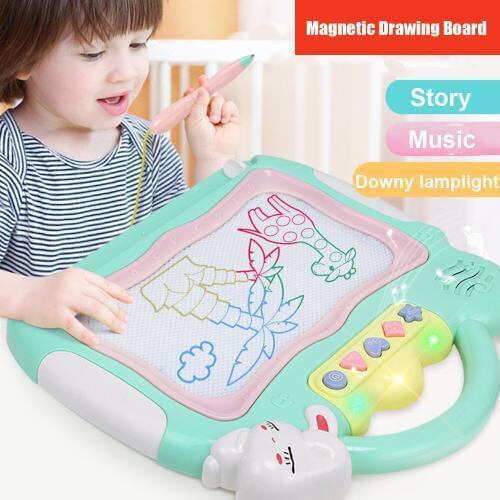 Educational Music Lighting Magnetic Painting Drawing Board with Magic Pen Graffiti Scratched Magnetic Drawing Board Kids Toys
