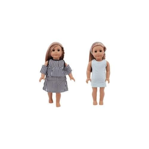 2021 New Pattern Clothes Striped Dress Fit 18 Inch American&43cm Baby New Born Doll Clothes Accessories