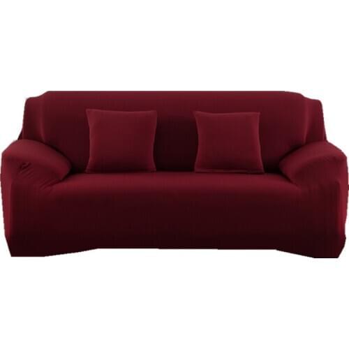 Solid Color Sofa Cover 1/2/3/4 Seater Slipcovers All-inclusive Couch Case Modern Elastic Polyester Chair Furniture Protector