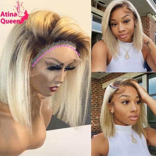 Ombre Straight 613 Blonde HD Transparent 13x5 Lace Frontal Wig Short Bob Human Hair Natural Hair Wig 100% 13x4 Lace Front Wigs