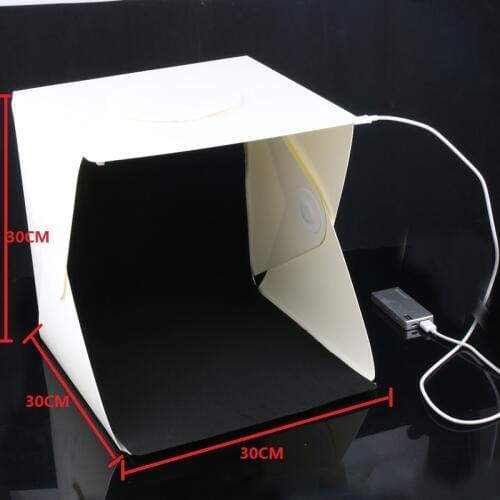 30*30cm Portable Folding Studio Light Box LED Light Room Photography Studio Foldable Softbox with Black/White Backgound
