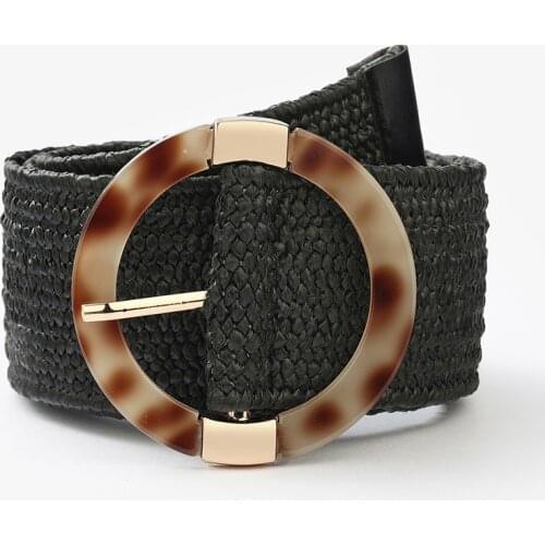 New Bohemian Round Buckle Knitted Belt Women Fashion Pin Buckle Retro Belts Female Dress Designer Waistband 2021