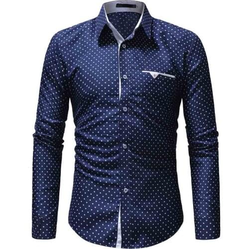 Men shirt Fashion Casual Long Sleeved Printed shirt Slim Fit Male Social Business Dress Shirt Brand Men Clothing