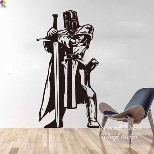 Knight Warrior Wall Sticker Kids Room Living Room Medieval Dragon Slayer Sword Solider Army Wall Decal Bedroom Vinyl Decor