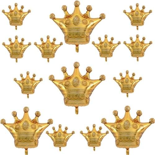 Practical 14PCS Crown Balloons Gold Foil Crown Balloon for Birthday Wedding Party Baby Shower Decorations 4 Giant and 10 Mini Si