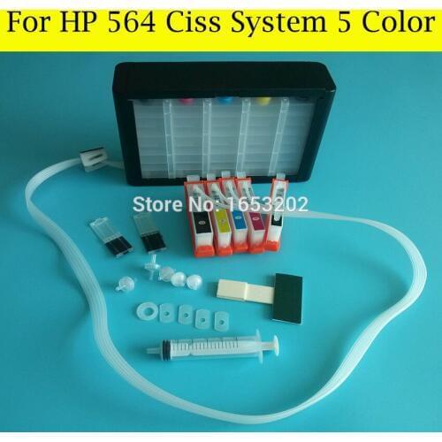 5 COlor Continuous Ink Supply System For HP 564 CIss For HP Photosmart C5380 C8383 C6380 C8383 D5460 D5463 C309G Printer