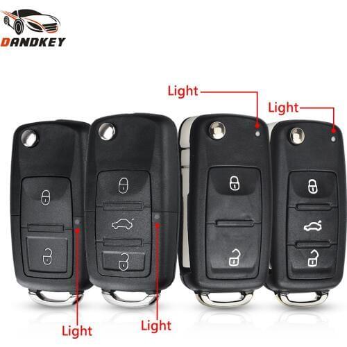 Dandkey 2/3 Buttons Folding Car Key Switchblade Key Flip Key Shell for VOLKSWAGEN Polo Passat B5 Tiguan Golf Seat Skoda Key Case