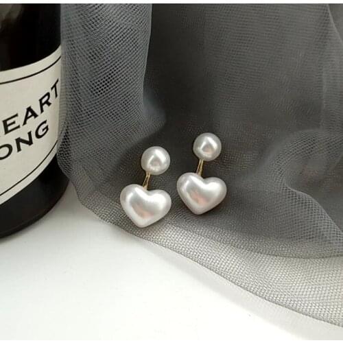Temperament Little Heart Pearl Earrings for Women Party Wedding Jewelry 2021