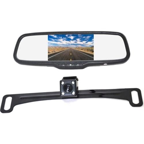 Vardsafe VS411C | License Plate Rear View Reversing Backup Camera + Clip-on Mirror Monitor Kit for Car RV Truck SUV Van
