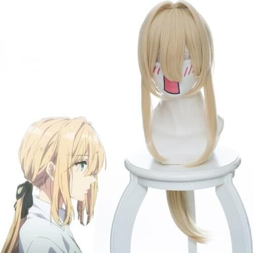 Hot Sale Violet Evergarden Wig Yellow Long Cosplay Wigs Halloween Cosplay Hair For Adult Women Girl