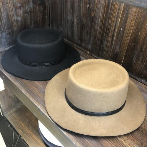 01911-HQ-FW067016A solid wool PU ribbon fedoras cap men women panama jazz hat