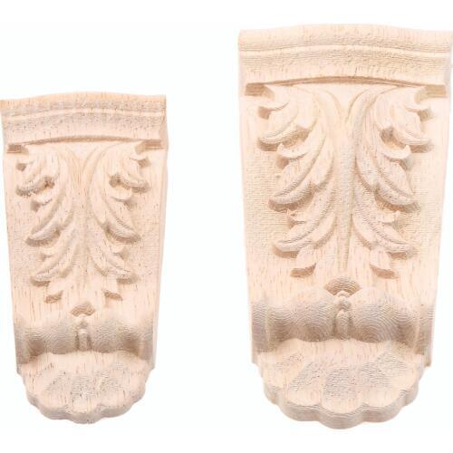 1Pc Woodcarving Corbels Decal Column Wood Furniture Decorative Mouldings Decal Cabinet Door Wood Figurine Crafts Home Decor