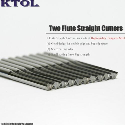 10pc 3.175*25MM 2 Flute End Mill Carbide Cutter Straight Router Bits for Plywood MDF CNC Milling Tools Set Engraving Cutters