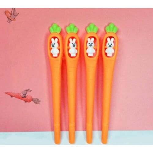 10pcs Gel Pen/set Carrot Rabbit Rotating Gel Pen Student Stationery Cute Pens Black Ink Signature Gel Pen Kawaii School Supplies