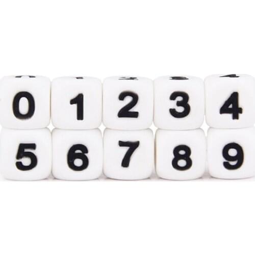 10pc Silicone Digital Beads for DIY Birthday on Pacifier Chain Clips 12MM Chewable Number Bead for Teether Necklace Teething Toy