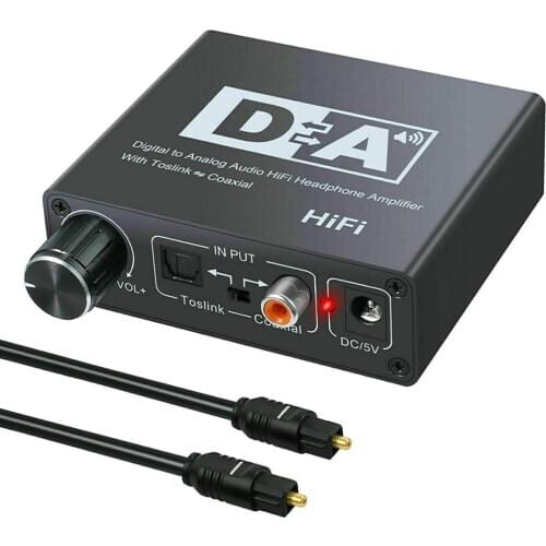 192kHz DAC Digital to Analog Converter with Volume Control, Digital Coaxial Stereo L/R RCA 3.5mm Audio Adapter w/Toslink Optical