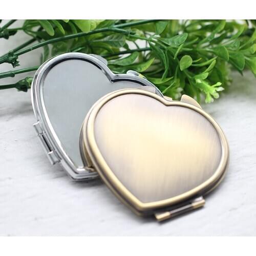 5pcs 67mm Heart Shape Folding Compact Mirror Pocket Makeup Mirror Pocket Mirror For DIY Jewelry Accessories Making Accessories