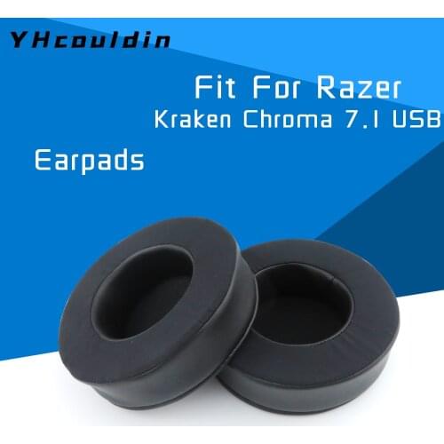 Earpads For Razer Kraken Chroma 7.1 USB Headset Accessaries Replacement Ear Cushions Wrinkled Leather Material