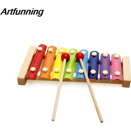 Artfunning 8-Note Colorful Wooden Musical Toys for Baby Early Learning Toys free Shipping