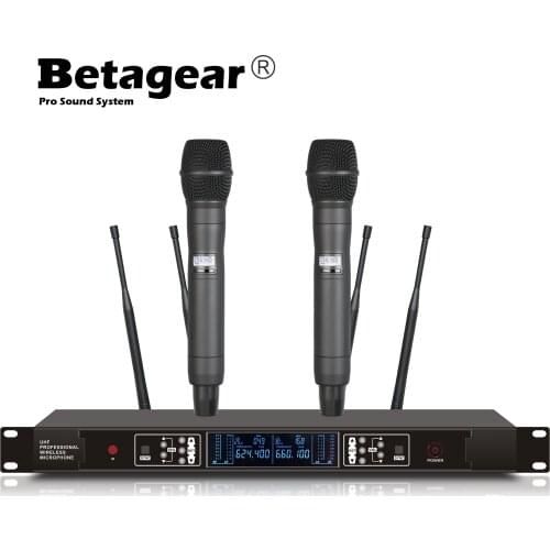 Betagear SD688 True Diversity Professional Dual Wireless Microphone System Stage Performances Dynamic 2 Channel 2 Handhelds