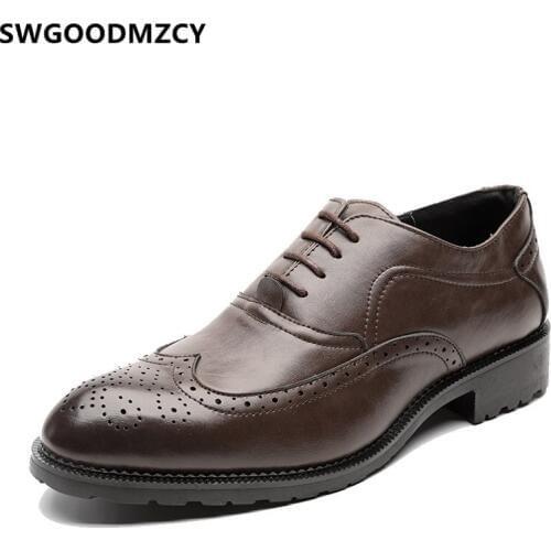 Brogue Shoes Men Classic Brown Dress Formal Leather Shoes For Men Italian Brand Coiffeur Wedding Dress Designer Shoes Men Office