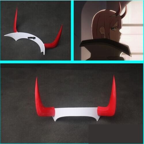 DARLING in the FRANXX Cosplay 02 ZERO TWO Headwear Hairclip Devil Horn 02 Hairband Cosplay Accessories Halloween