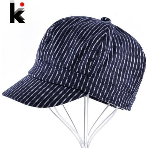 Children Newsboy Caps Boys Autumn And Winter Baseball Cap Girls 100% Cotton Striped Snapback Hats For kids Soft Infant Gorros
