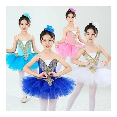 Kids Girls Ballet Tutu Tulle Dress Gymnastics Leotard Ballet Leotard for Girl Ballerina Ballet Tutu Costume Pancake Tutu