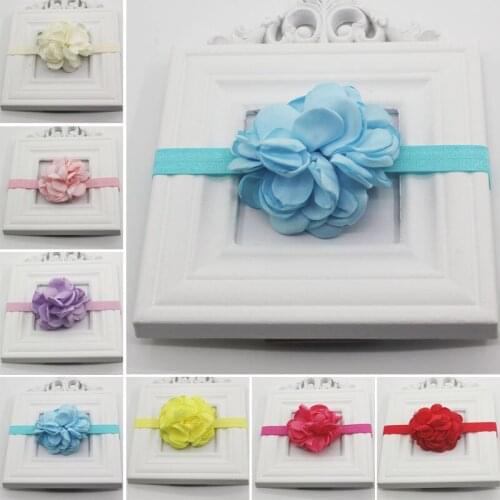 6pcs Infant Baby Girls Fabric Flower Elastic Headband Burned Satin Flower for Kids Child Photo Props Hair Wedding Accessories