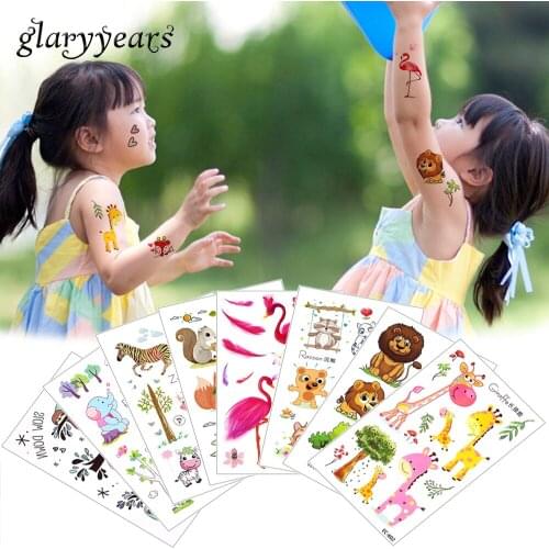 Glaryyears 6 Pieces/set Cute Animal Decal EC Body Tattoo for Children Temporary Waterproof Tattoo Sticker Cartoon Colored Paper
